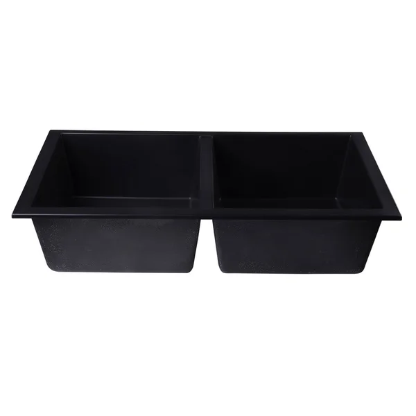 Alfi Brand AB3420UM-BLA Black 34x22 Undermount Double Bowl Granite Composite Kitchen Sink