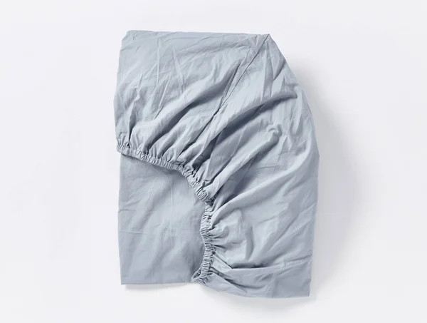 Coyuchi, Organic Crinkled Percale Fitted Sheet Cal King Steel Blue