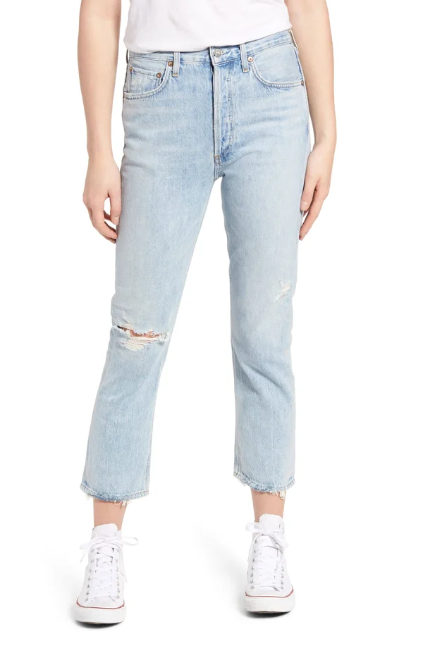 Agolde Riley High Rise Straight Crop Jeans