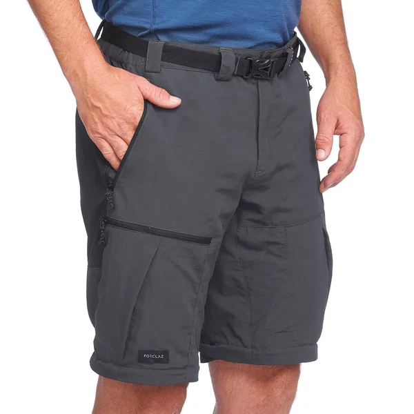 Forclaz Men's Trek 500, Convertible Hiking Pants in Carbon Gray, Size W42 L34