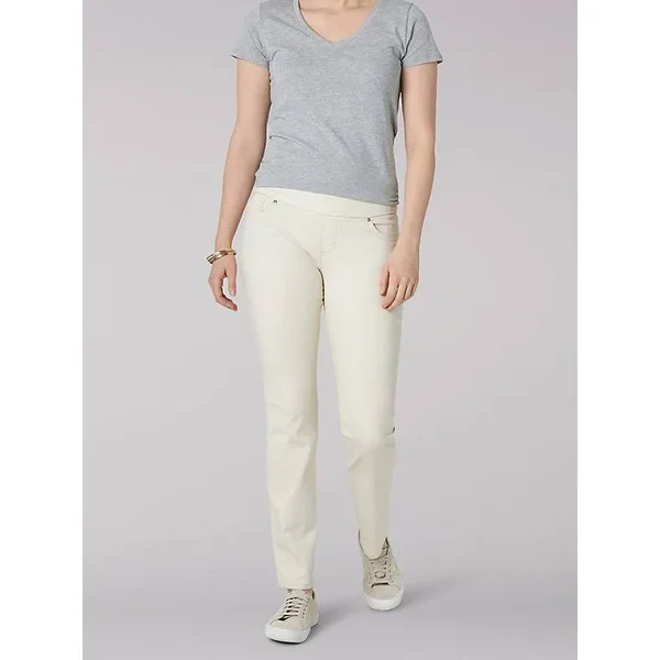 Lee Women's Sculpting Slim Fit Slim Leg Pull on Jean, Size: 16, Beige