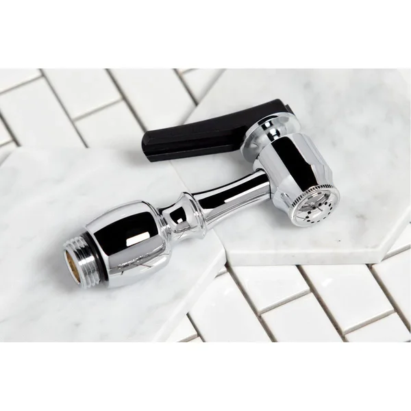Kingston Brass KS1276PXBS Heritage Bridge Kitchen Faucet with Brass Sprayer - Polished Nickel