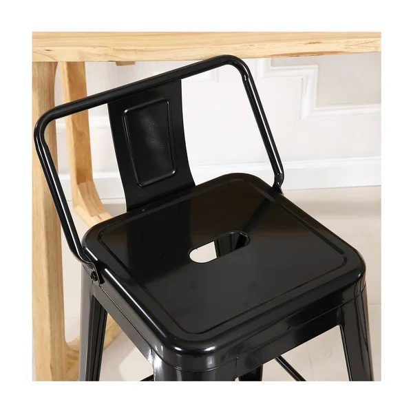 BELLEZE Asher 30x22 Bar Stools Low Back (Set of 4) Gunmetal - #aeaeae