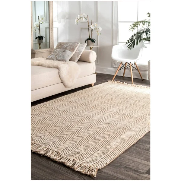 nuLOOM Don Jute with Fringe Natural 4& x 6& Area Rug