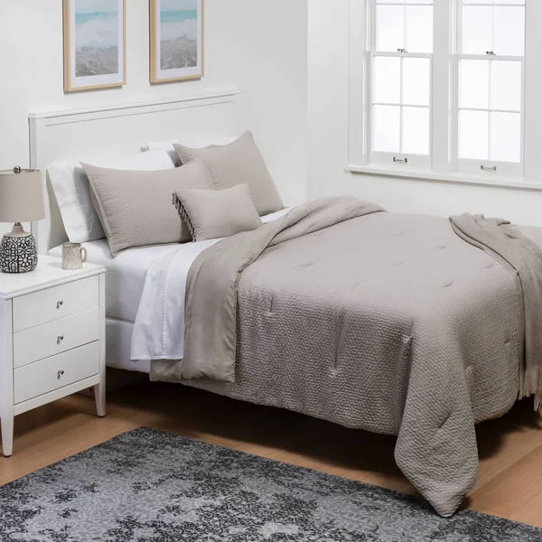 King 5pc Hollins Solid Comforter Set Gray - Threshold
