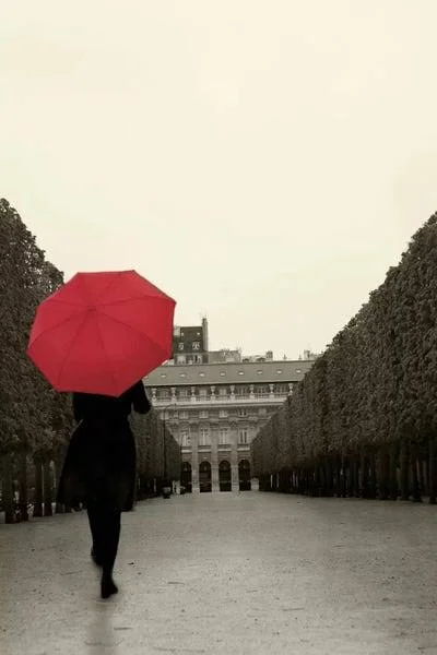 Framed Canvas Art - Paris Stroll II by Sue Schlabach ( Decorative Elements > Umbrellas art)
