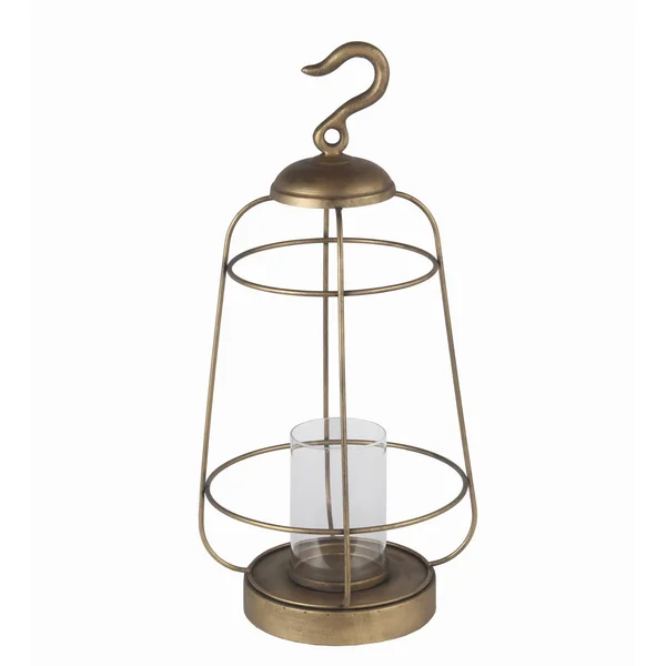 Benjara Bm209961 Cage Type Round Metal Lantern with Top Hook and Stable Base - Large, Gold