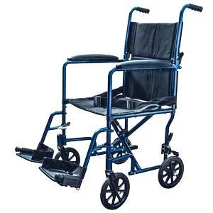 Lightweight Aluminum Transport Chair Wheelchair, Fixed Full Arms, 19x22 Seat Burgundy