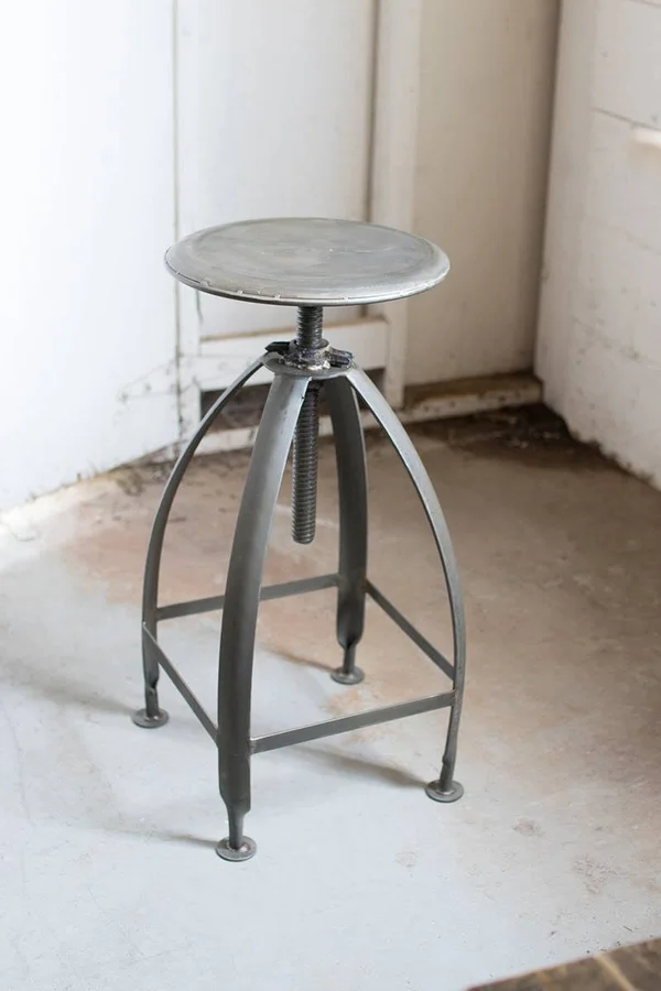 Metal Stool with Adjustable Top - Raw Seat with Raw Base