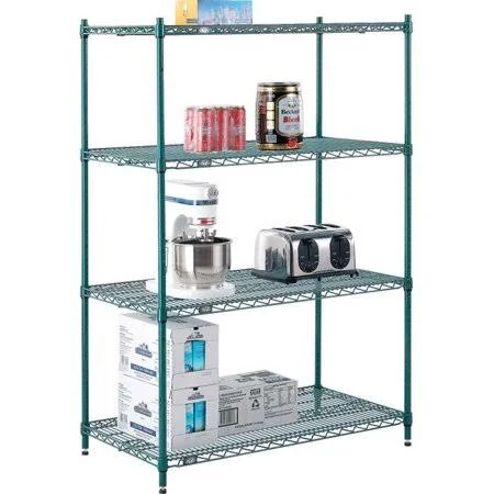 Nexel Poly-Green - 5 Tier, Wire Shelving Starter Unit, 36x22W x 21x22D x 63x22H 21366G5