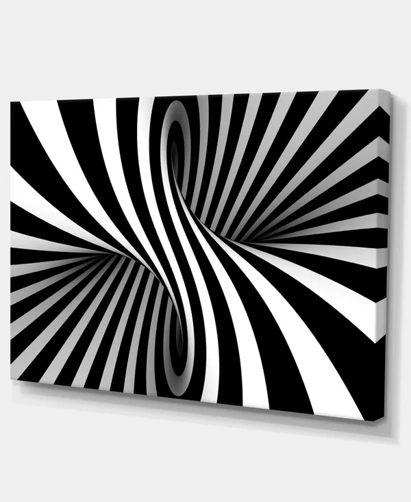 Designart &Black and White Spiral& Digital Canvas Art Print - 32 in. Wide x 16 in. High