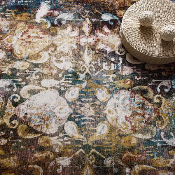 Modway Success Jayla Transitional Distressed Vintage Floral Moroccan Trellis 5x8 Area Rug - Multicolored