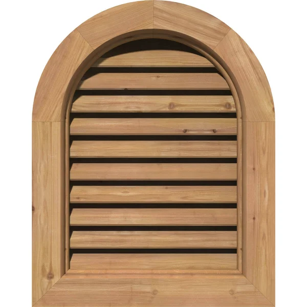Ekena Millwork 24-in W x 32-in H Round Top Gable Vent (29-in W x 37-in H Frame Size): Unfinished, Functional, Smooth Western Red