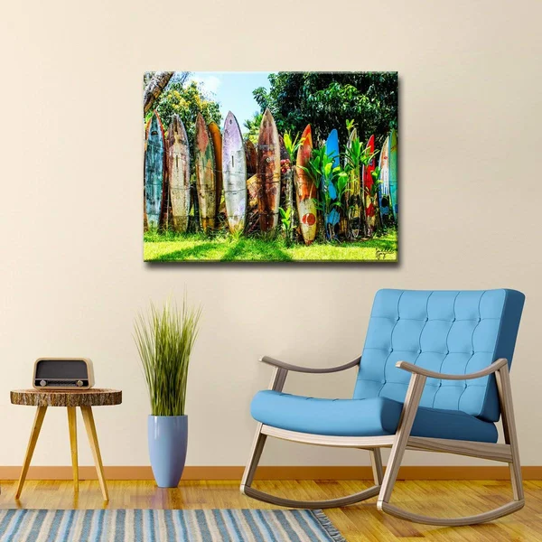 Ready2HangArt Surfboard Fence Canvas Art Print - Size: Large