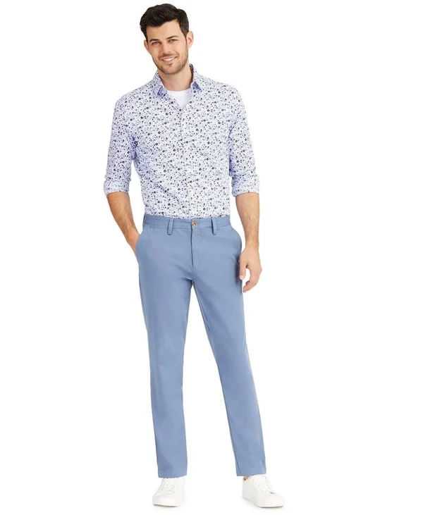 Club Room Men's Four-Way Stretch Pants 40 x 32 Wedgewood Blue