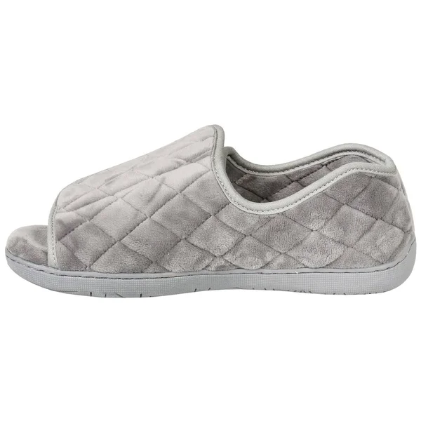 Foamtreads Women's Nova Open Toe Slippers Quilted Velvet Hard Sole - Wide Width