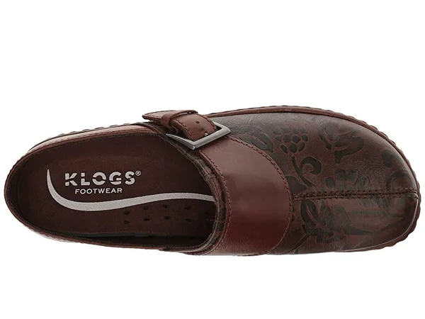 Klogs Women's Austin Mule Brown Flower Tool 9.5