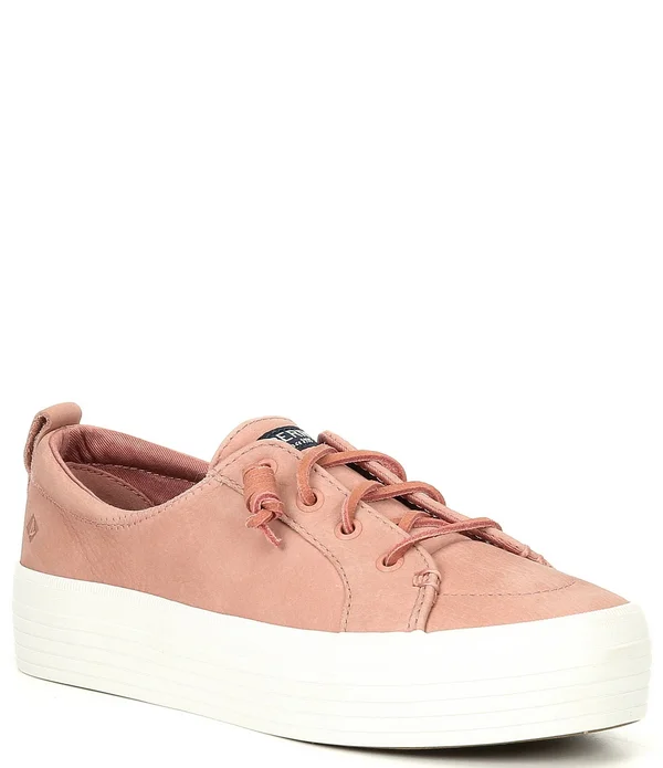 Women's Sperry Crest Vibe Platform Leather Sneaker DustyRose - Size 6M