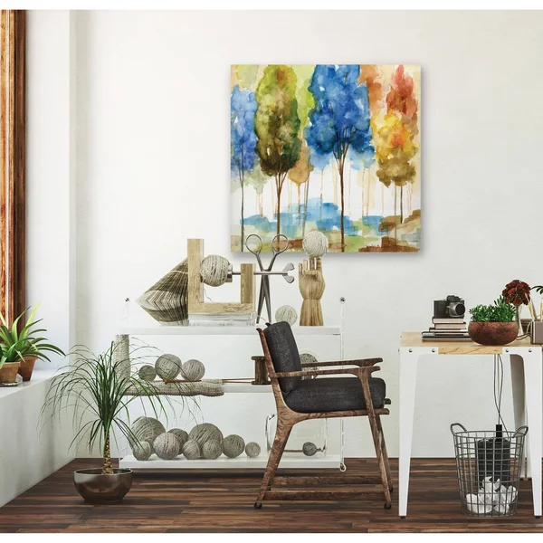 Wexford Home Magical Forest II -Gallery Wrapped Canvas - Yellow - Blue, Green, Red, Black, White 24x24, Size: 24 x 24