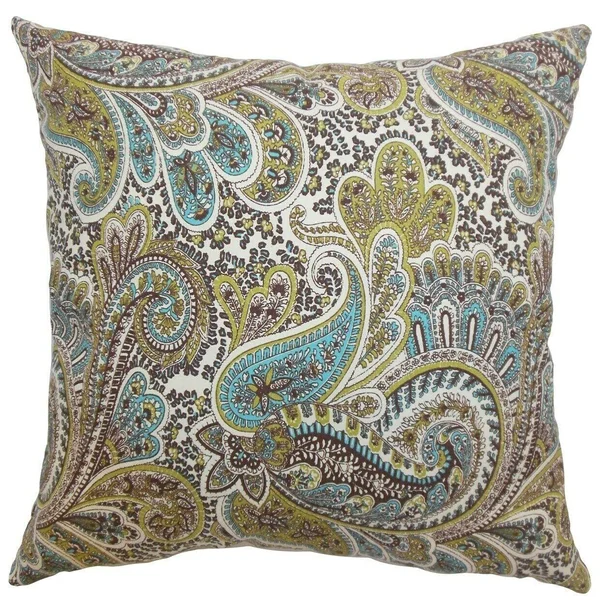 The Pillow Collection Dorcas Paisley Chocolate Feather Filled Throw Pillow - Size: 18 x 18