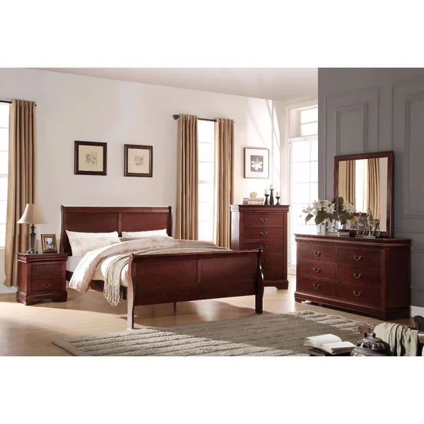 Transitional Style Wooden Queen Size Sleigh Bed Brown