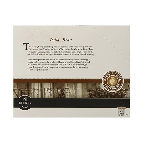 Barista Prima Dark Roast Extra Bold Coffee K-Cup Italian Roast 96 Count