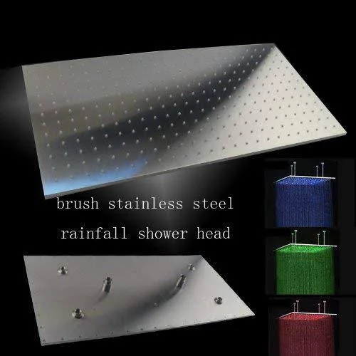 12x22x24x22 Ceiling Mount Rainfall LED Shower Head Include Shower Arm Brushed Stainless Steel