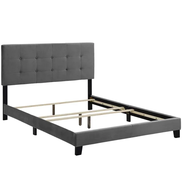 Modway Amira Twin Performance Velvet Bed - Gray