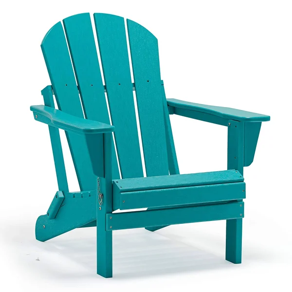 Westintrends Folding Adirondack Chair for Outdoor Porch Patio UV Water Weather Resistant Hdpe Plastic, Turquoise