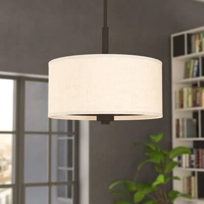 Ebern Designs Cisbrough 3-Light Drum Pendant, Beige