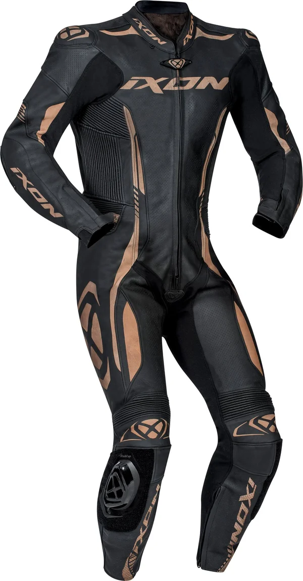 Ixon Vortex 2 One Piece Motorcycle Leather Suit, Black-Gold, Size M