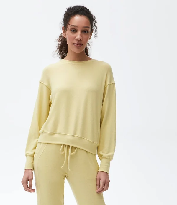 Michael Stars Gigi Crew Neck Top Pullover in Pink, Size XL