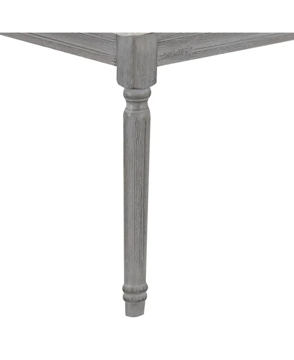 AC Pacific Jack Button Tufted Light Beige Upholstered Bench with Weathered Gray Legs
