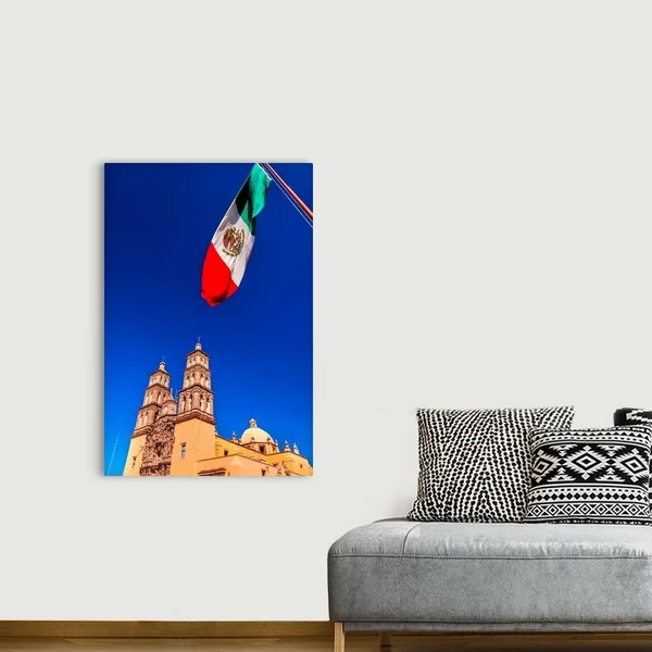 Mexican Flag Parroquia Cathedral, Dolores, Hidalgo, Mexico, Canvas Wall Art, 32x48, Great Big Canvas
