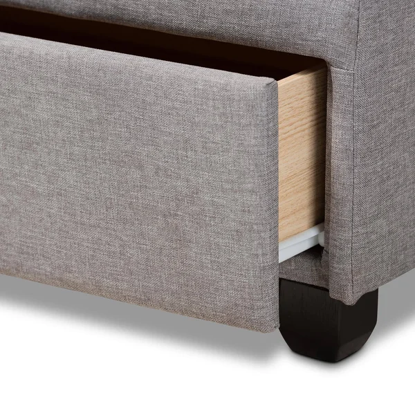 Baxton Studio Larese Light Grey Fabric Upholstered 2-Drawer King Size Platform Storage Bed