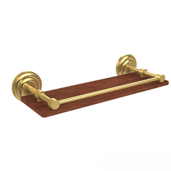 Allied Brass QN-1-16-GAL-IRW-BBR Que New Collection 16 in. Solid IPE Ironwood Shelf with Gallery RAIL, Brushed Bronze