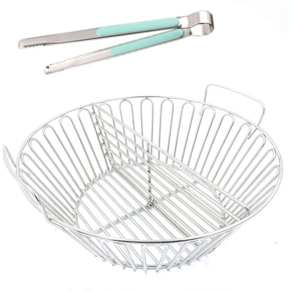 Zbxfcsh Ash Charcoal Basket with Divider Big Green Egg Accessories - Stainless Steel Grill Ash Baskets for The Large Big Green Egg