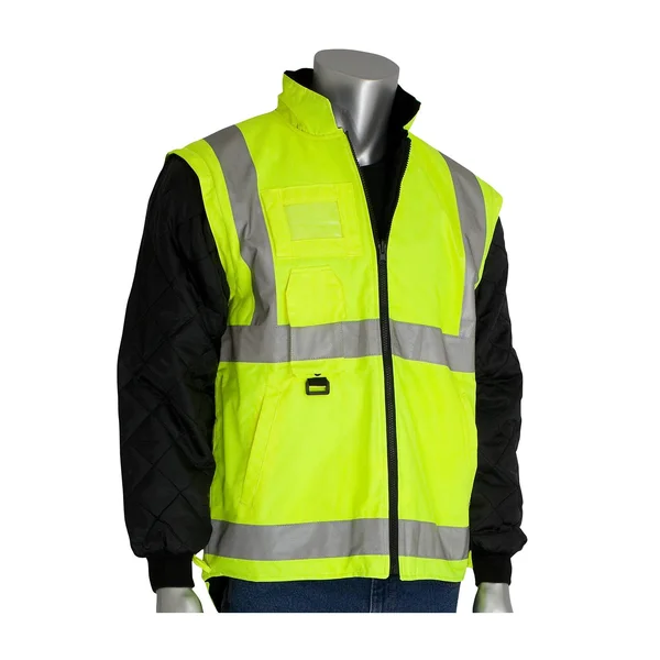 PIP 343-1756 ANSI Type R Class 3 7-in-1 All Conditions Coat with Inner Jacket and Vest Combination Hi-Vis Yellow