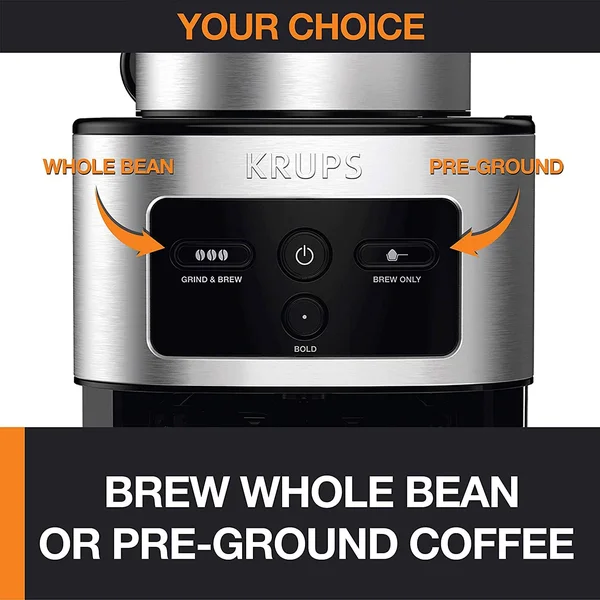 Krups Km550d50 Personal Café Grind Drip Coffee Maker - 4 Cups, Silver