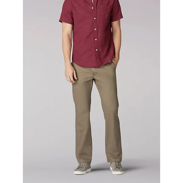 Men's Lee Performance Series Extreme Comfort Khaki Straight-Fit Flat-Front Pants Breen - Size: 40x32, Brown