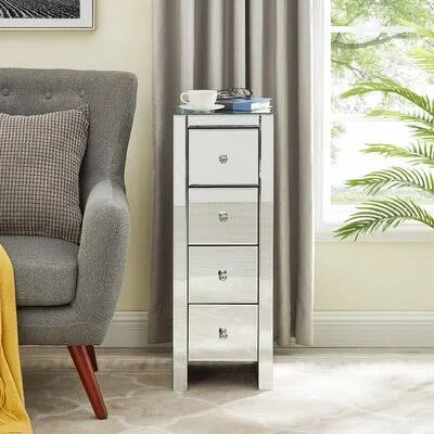 Allyana 4 - Drawer Glass Nightstand in Silver Mercer41