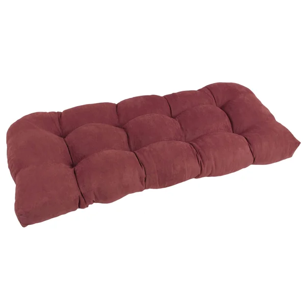 Blazing Needles U Shaped Tufted Settee Cushion-Red Wine