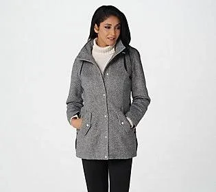 Susan Graver Tweed Jacket with Lacing Detail - Size Small, Grey Tweed