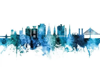 Michael Tompsett Large 3-Piece Canvas Print - Charleston, South Carolina Skyline ( places > North America > United State