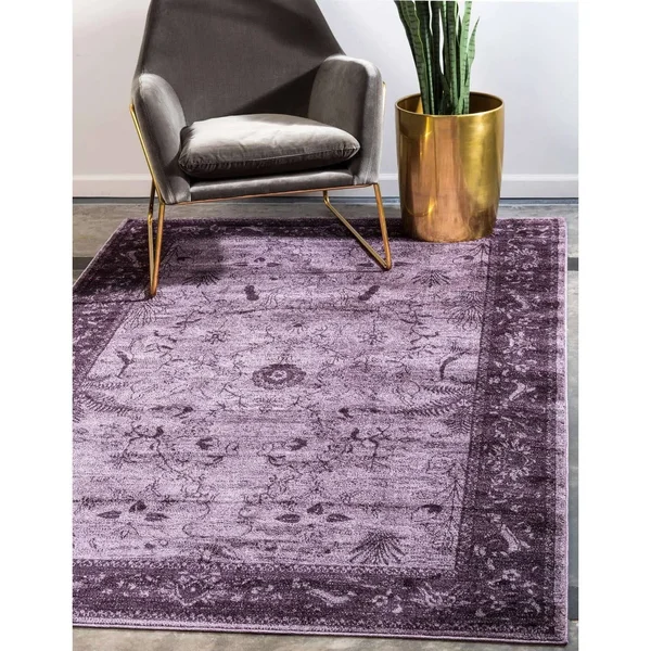 Unique Loom Floral La Jolla Area Rug (6& x 9& - Blue)