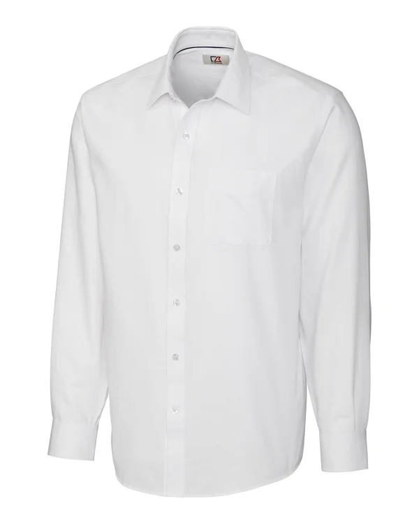 Cutter & Buck Men's Big and Tall Long Sleeve Epic Easy Care Spread Nailshead - White - 5XB