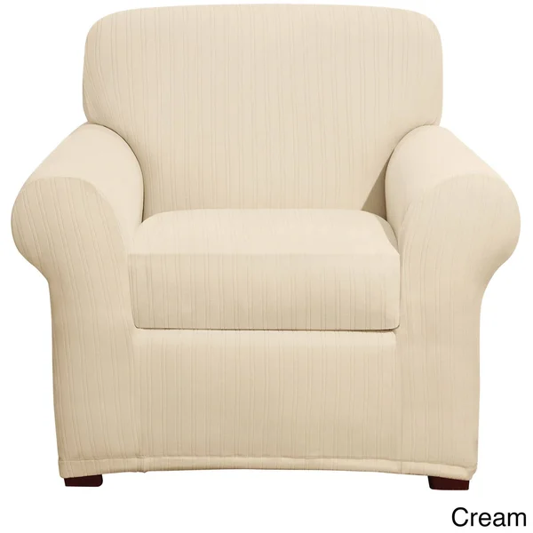 Sure Fit Stretch Pinstripe Chair Slipcover - Chocolate