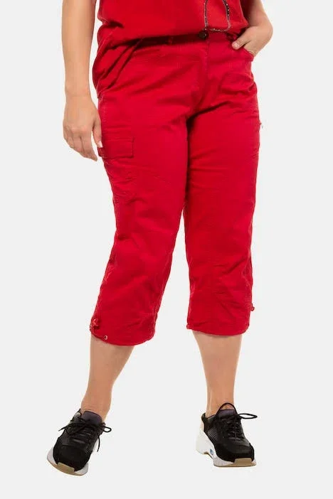 Plus Size Crop Pants, Woman, Red, Size: 30, Cotton, Ulla Popken