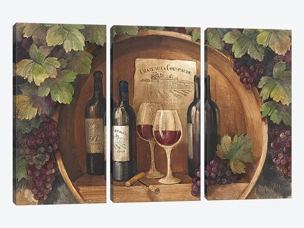 Albena Hristova Large 3-Piece Canvas Print - at The Winery ( Food & Drink > Drinks > Wine art)