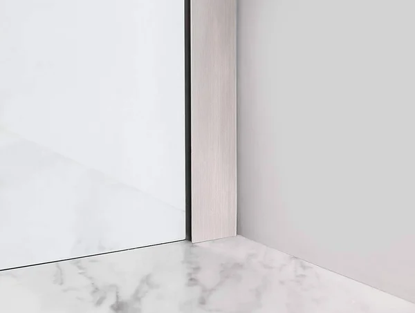 Aston Merrick 34 in. to 34.25 in. x 72 in. Frameless Hinged Neo-Angle Shower Enclosure in Stainless Steel